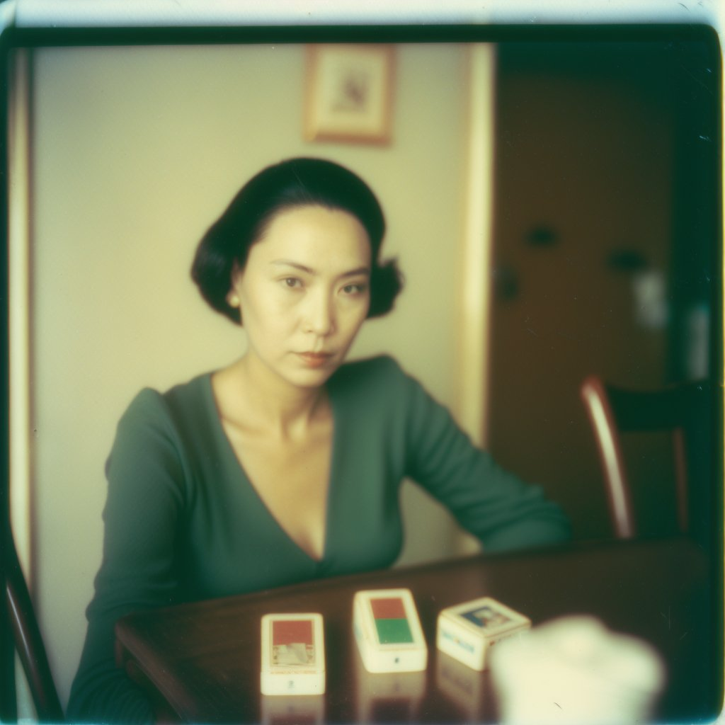 "Woman playing solitaire at a desk, fuji color film, polaroid, 1999" - Pretty sure I "stole" this prompt from the midjourney subreddit. 