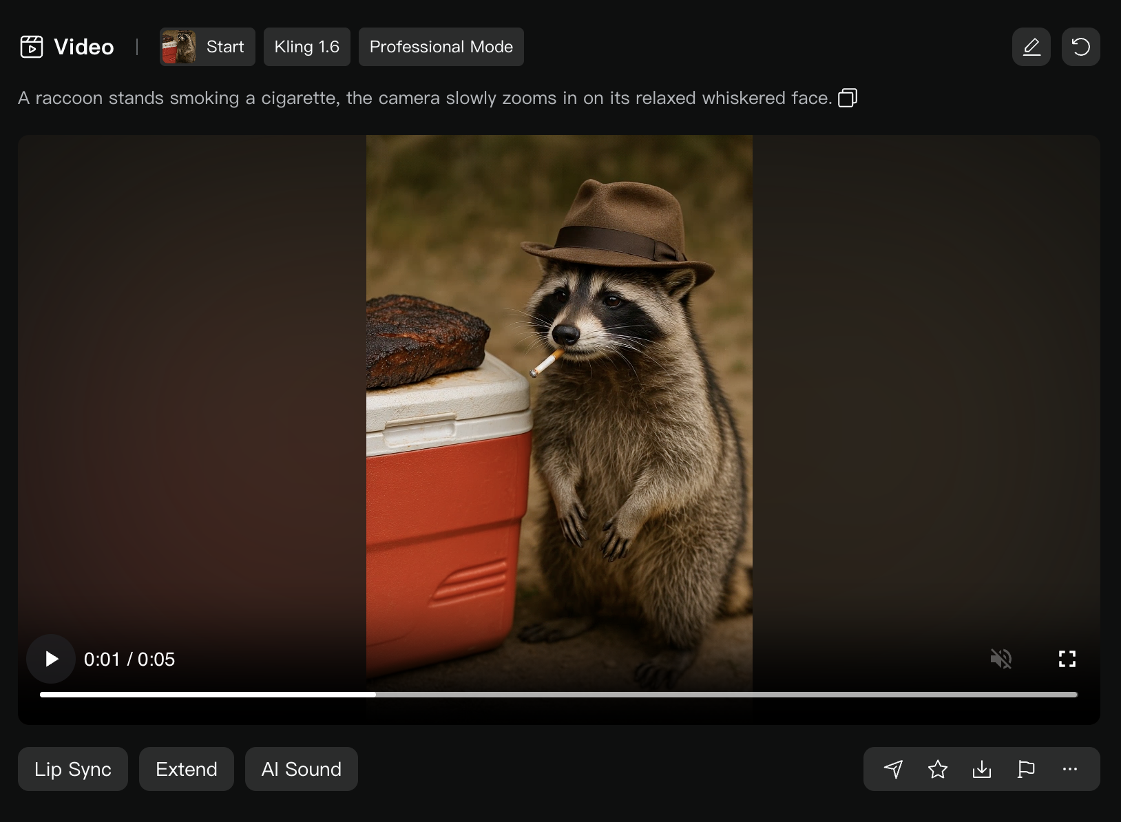 no audio for this one, but good example of the Kling UI.